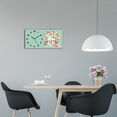 Glazen klok horizontaal Vakanties en flamingo's