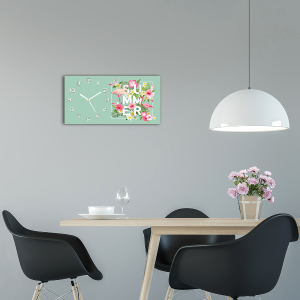 Glazen klok horizontaal Vakanties en flamingo's