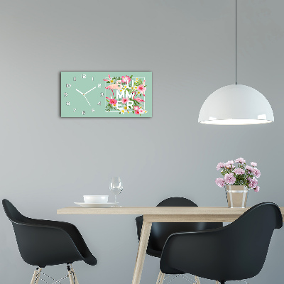Glazen klok horizontaal Vakanties en flamingo's