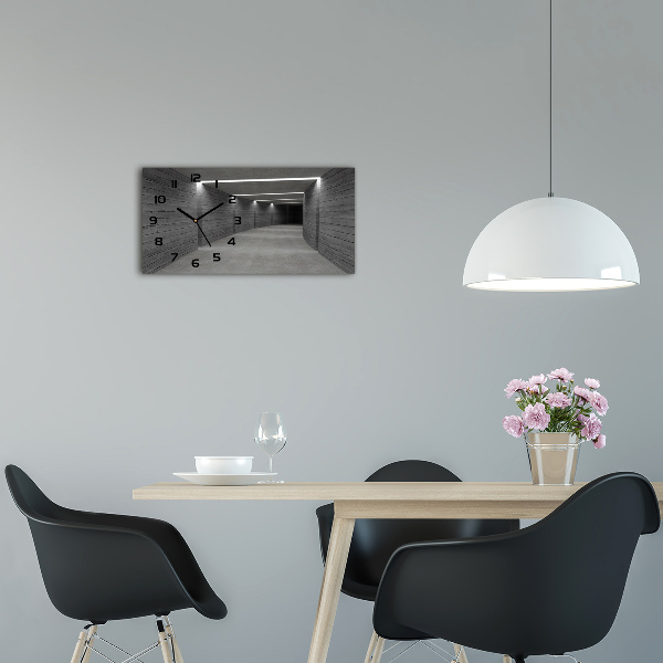 Langwerpige wandklok van glas Betonnen tunnel