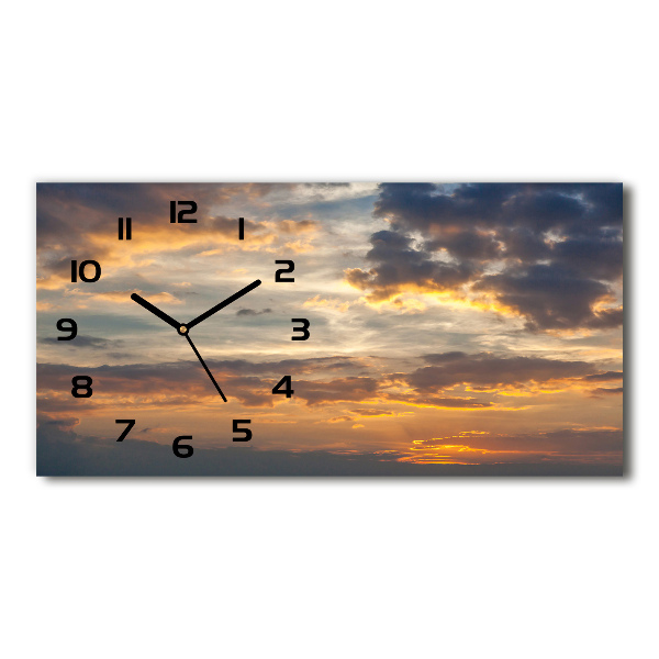Langwerpige wandklok van glas Zonsondergang