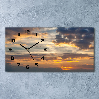Langwerpige wandklok van glas Zonsondergang