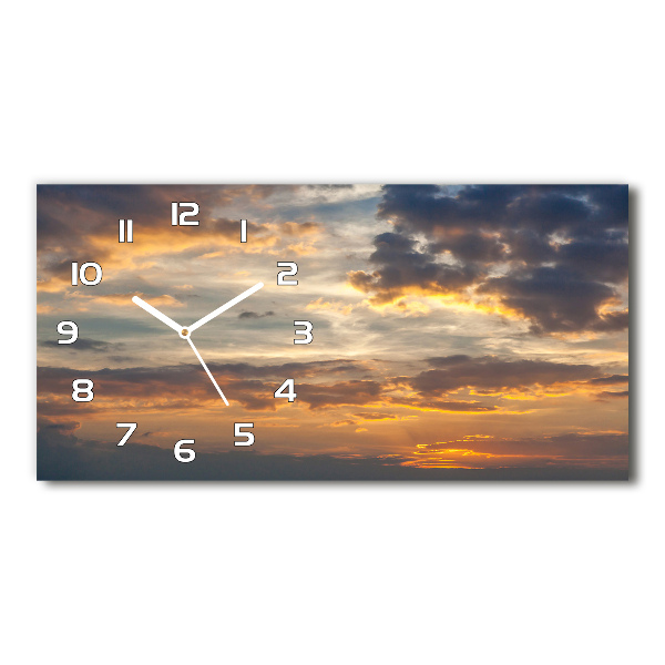 Langwerpige wandklok van glas Zonsondergang