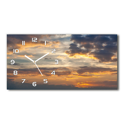 Langwerpige wandklok van glas Zonsondergang