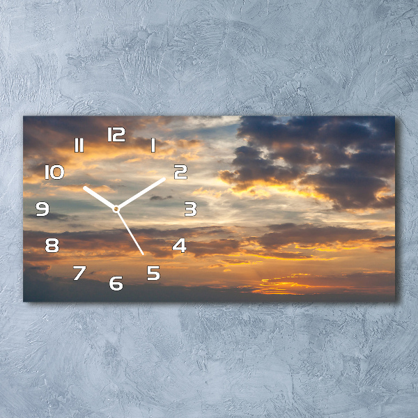 Langwerpige wandklok van glas Zonsondergang