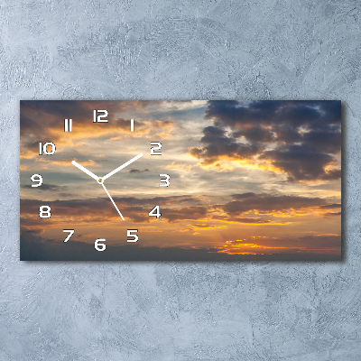 Langwerpige wandklok van glas Zonsondergang