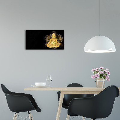 Langwerpige wandklok van glas Zittende Boeddha