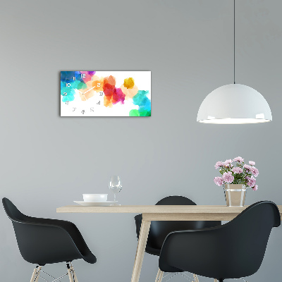 Langwerpige wandklok van glas Kleurrijke vlekken