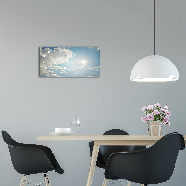 Glazen klok horizontaal Wolken aan de hemel