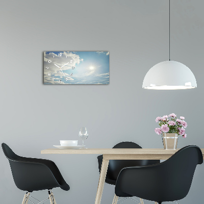 Glazen klok horizontaal Wolken aan de hemel
