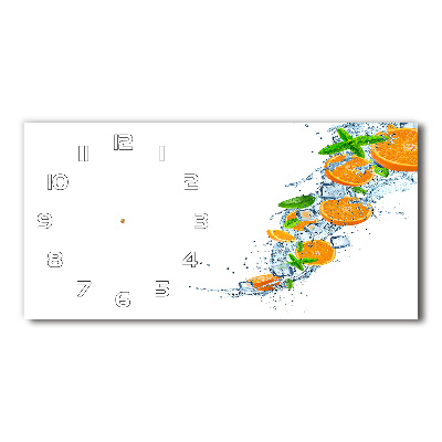 Glazen wandklok rechthoekig sinaasappels