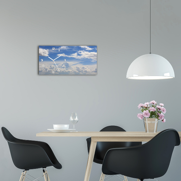 Glazen klok horizontaal Wolken aan de hemel