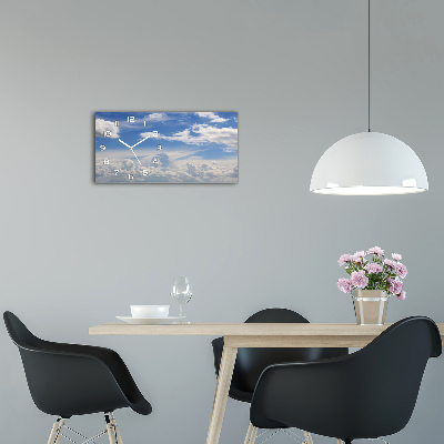 Glazen klok horizontaal Wolken aan de hemel