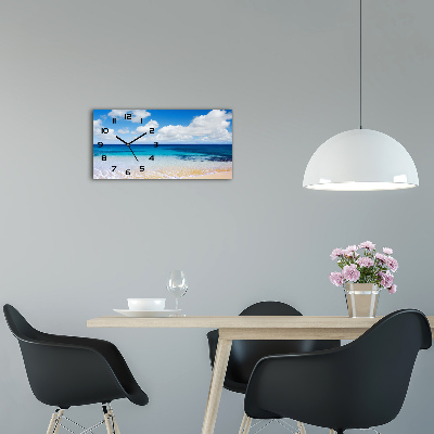 Langwerpige wandklok van glas Kalme zee