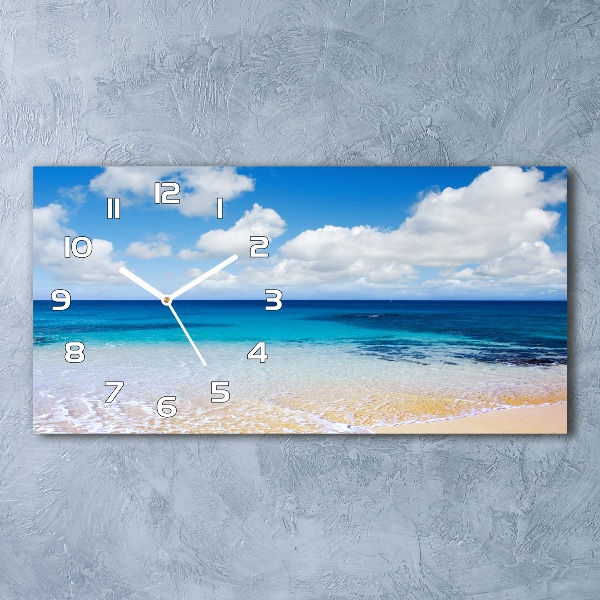 Langwerpige wandklok van glas Kalme zee