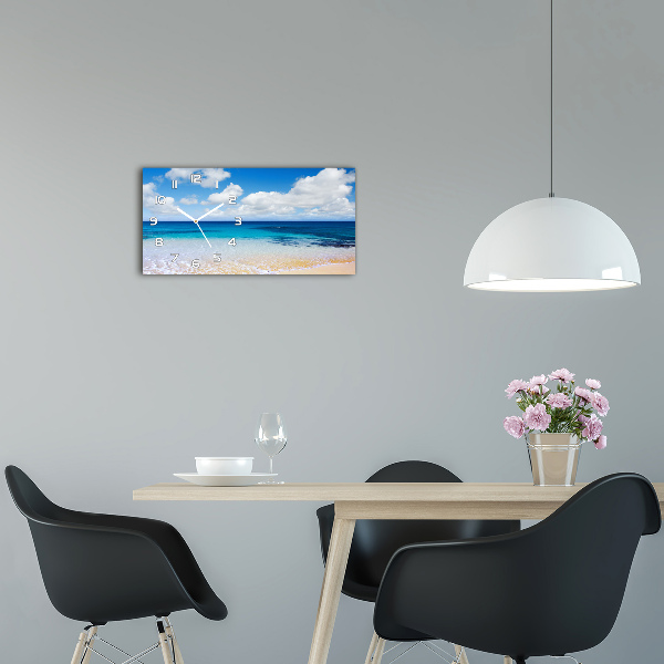 Langwerpige wandklok van glas Kalme zee