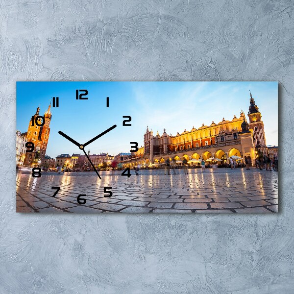 Langwerpige wandklok van glas Krakau, Polen