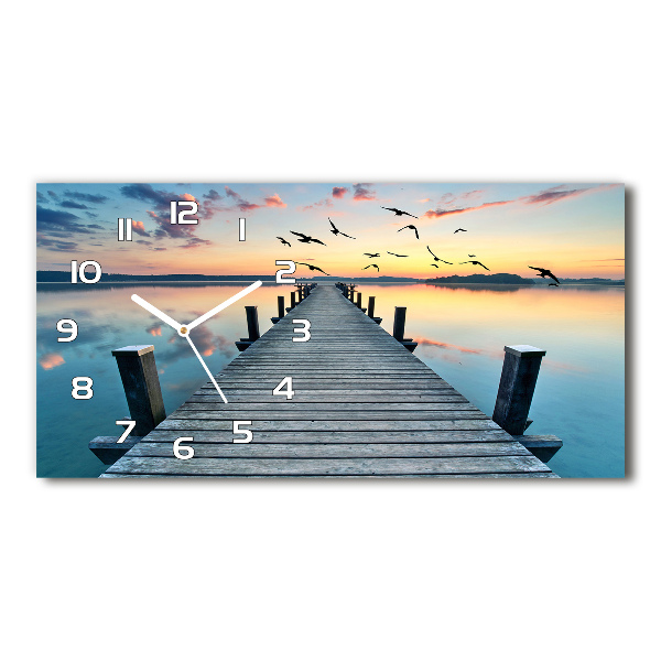 Langwerpige wandklok van glas Houten steiger