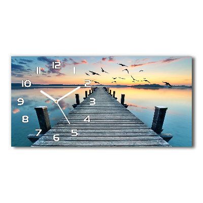 Langwerpige wandklok van glas Houten steiger