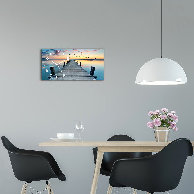 Langwerpige wandklok van glas Houten steiger