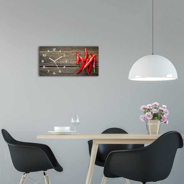 Glazen klok horizontaal Chilipepers