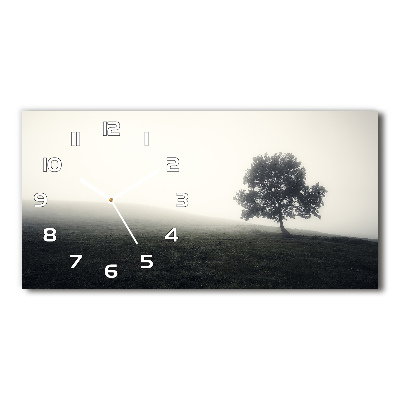 Langwerpige wandklok van glas Eenzame boom