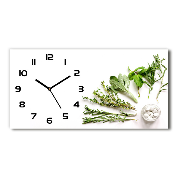 Glazen wandklok rechthoekig Kruiden