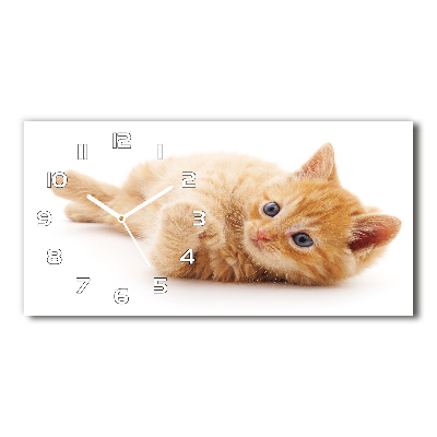 Glazen wandklok rechthoekig Gemberkat