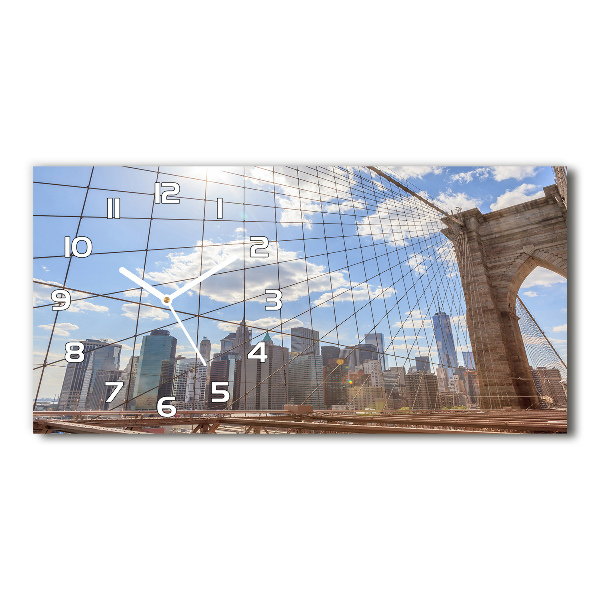 Langwerpige wandklok van glas New York Bridge