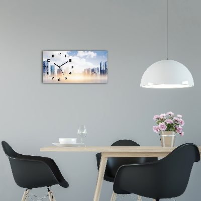 Langwerpige wandklok van glas Wolkenkrabbers