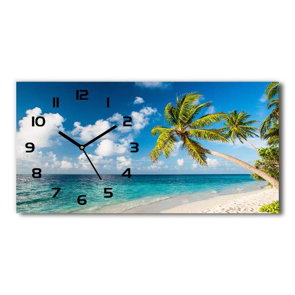 Langwerpige wandklok van glas strand van de Malediven