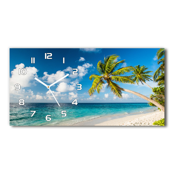 Langwerpige wandklok van glas strand van de Malediven