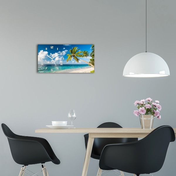 Langwerpige wandklok van glas strand van de Malediven