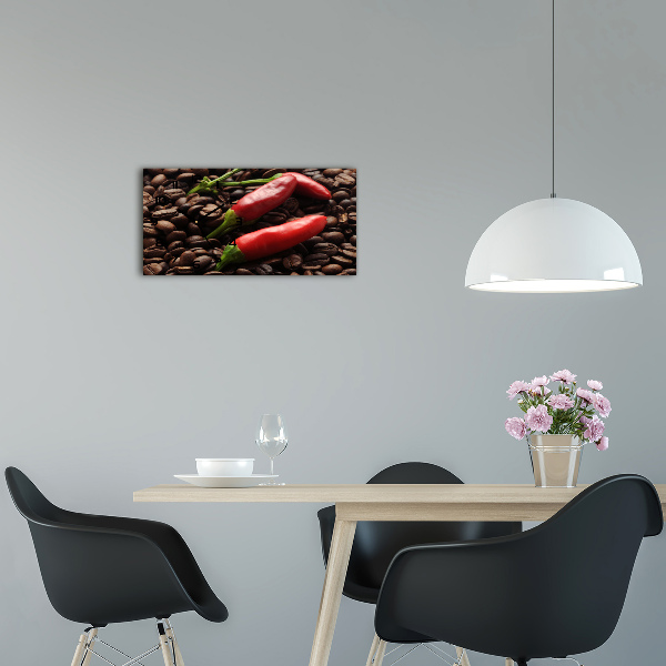 Langwerpige wandklok van glas Chili en koffie
