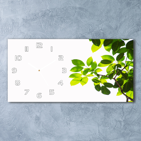 Glazen wandklok rechthoekig Bladeren