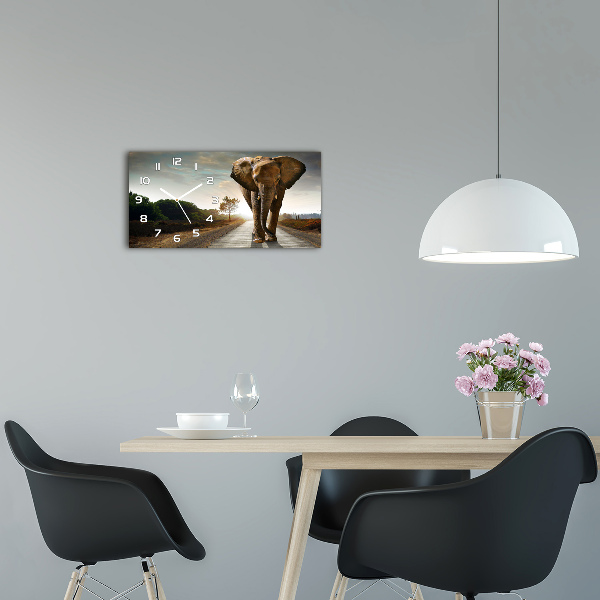 Glazen klok horizontaal Lopende olifant