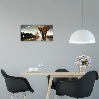 Zegar ścienny szklany Spacerujący słoń