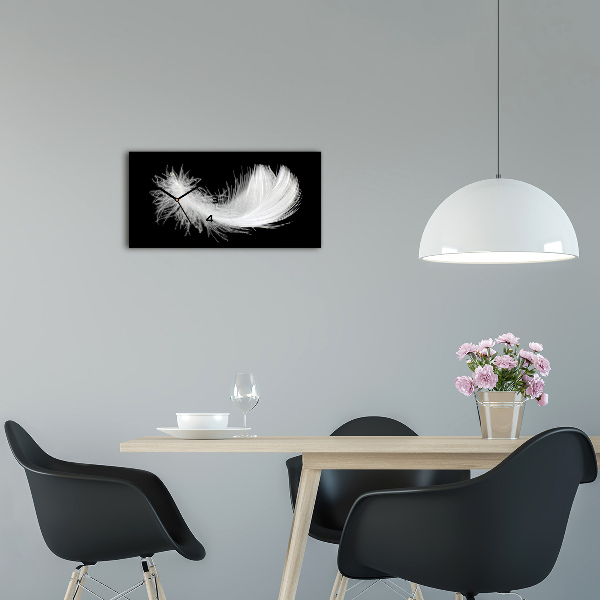 Nowoczesny zegar ścienny szklany Piórko