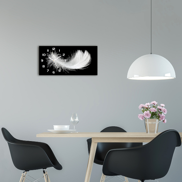 Nowoczesny zegar ścienny szklany Piórko