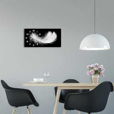 Nowoczesny zegar ścienny szklany Piórko
