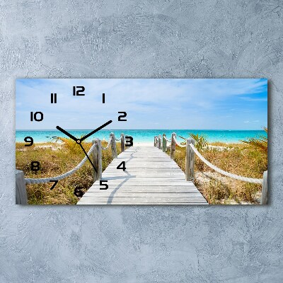 Glazen klok horizontaal Pad langs de zee