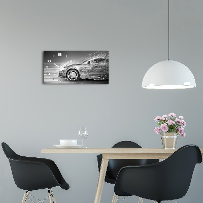 Glazen klok horizontaal Een auto die te hard rijdt