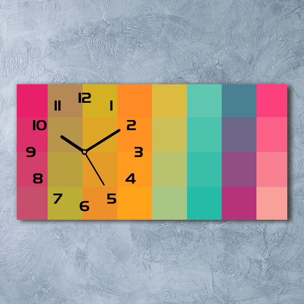 Glazen klok horizontaal Kleurrijke vierkanten