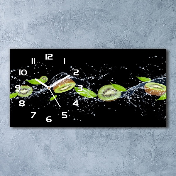 Glazen wandklok rechthoekig Kiwi en water