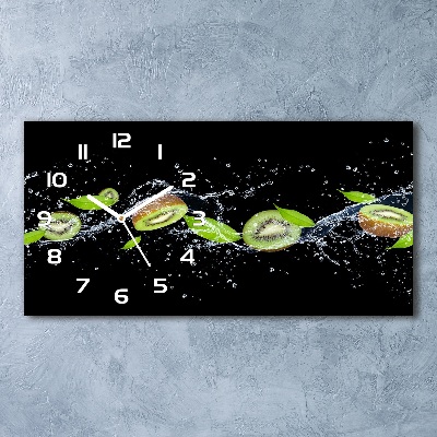 Glazen wandklok rechthoekig Kiwi en water