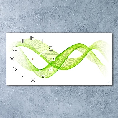 Langwerpige wandklok van glas Kleurrijke golven