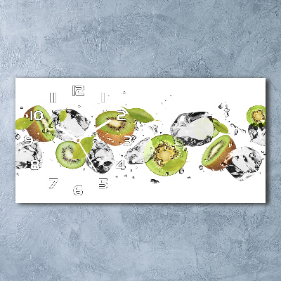 Glazen wandklok rechthoekig Kiwi en water
