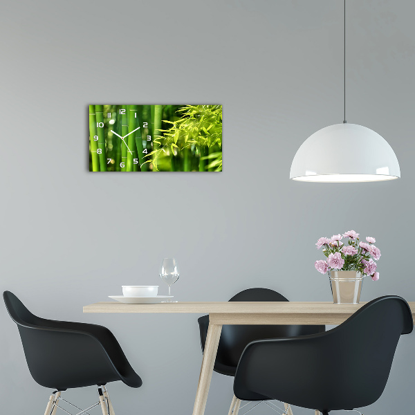 Glazen wandklok rechthoekig Bamboe