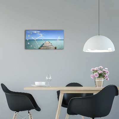 Langwerpige wandklok van glas Houten steiger