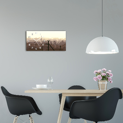 Glazen klok horizontaal Stroomleiding van de stad